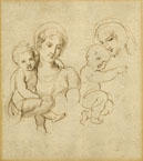 GIUSEPPE BOSSI, Two Studies for a Woman holding a Baby, pen